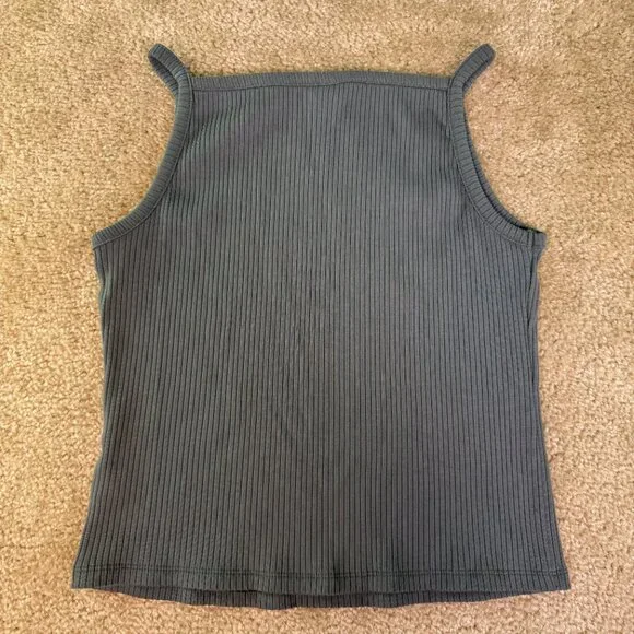 Old Navy Women's Rib-Knit Tank Top Gray Size Large Spaghetti Strap E564 - Picture 6 of 9